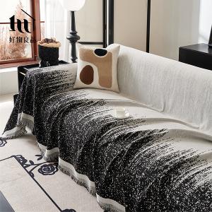日式高品質雪尼爾短絨沙發墊蓋巾-富士山嵐