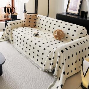 日式高品質雪尼爾短絨沙發墊蓋巾-時光韻格