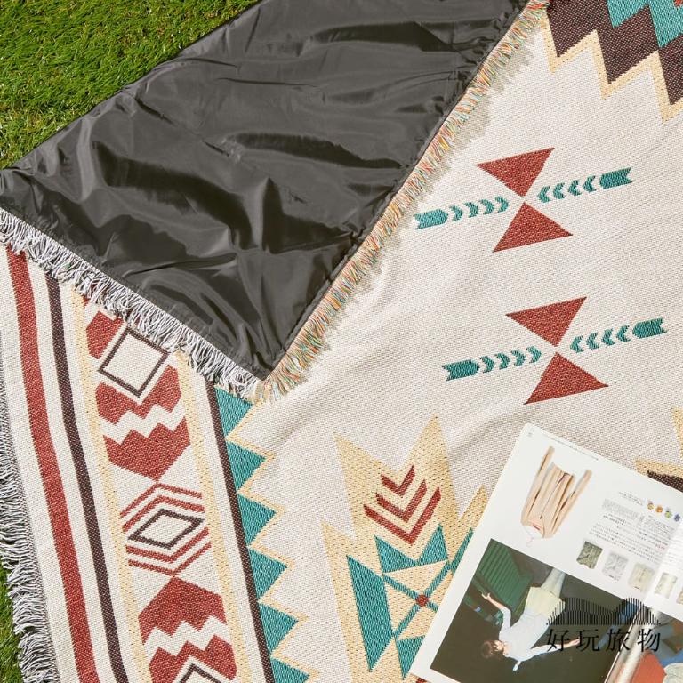 《提瓦納庫圖騰》獨家設計棉麻編織防水防髒野餐露營地墊