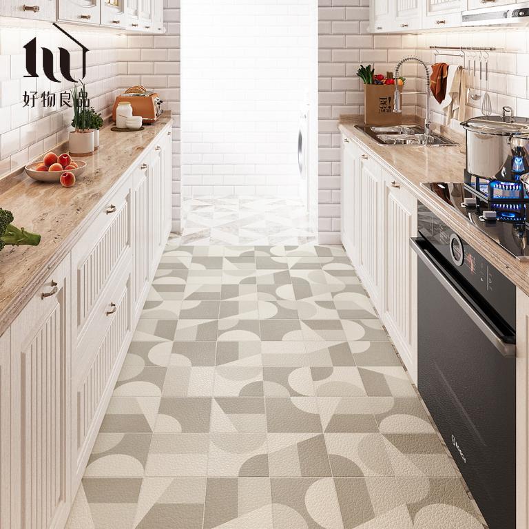 《摩卡彩磚》設計款頂級可剪裁防油防水減壓皮革廚房地墊