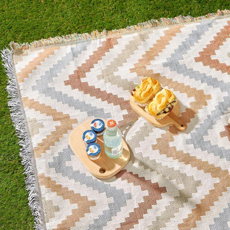 《加州海岸》獨家設計棉麻編織防水防髒野餐露營地墊