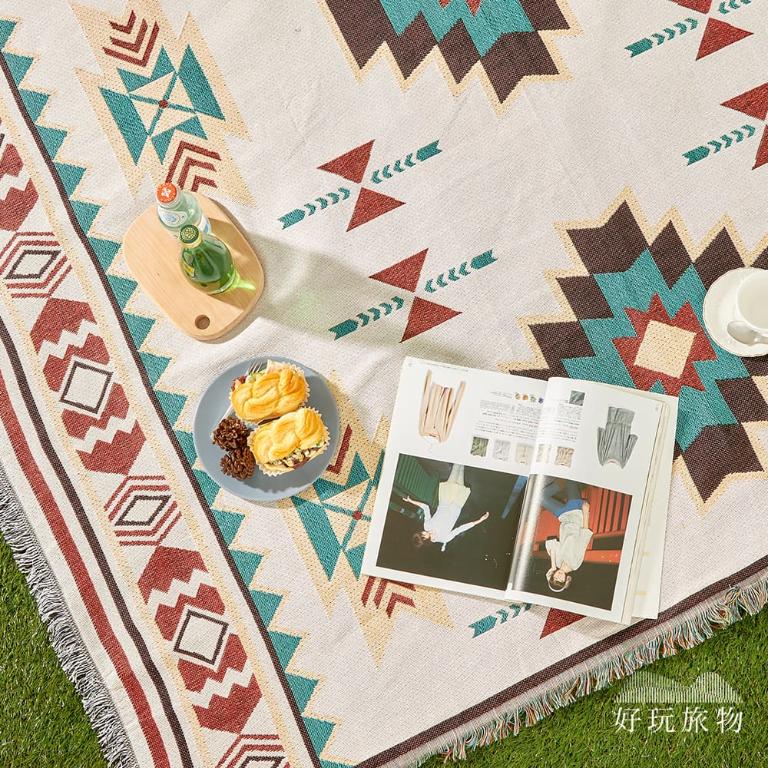 《提瓦納庫圖騰》獨家設計棉麻編織防水防髒野餐露營地墊