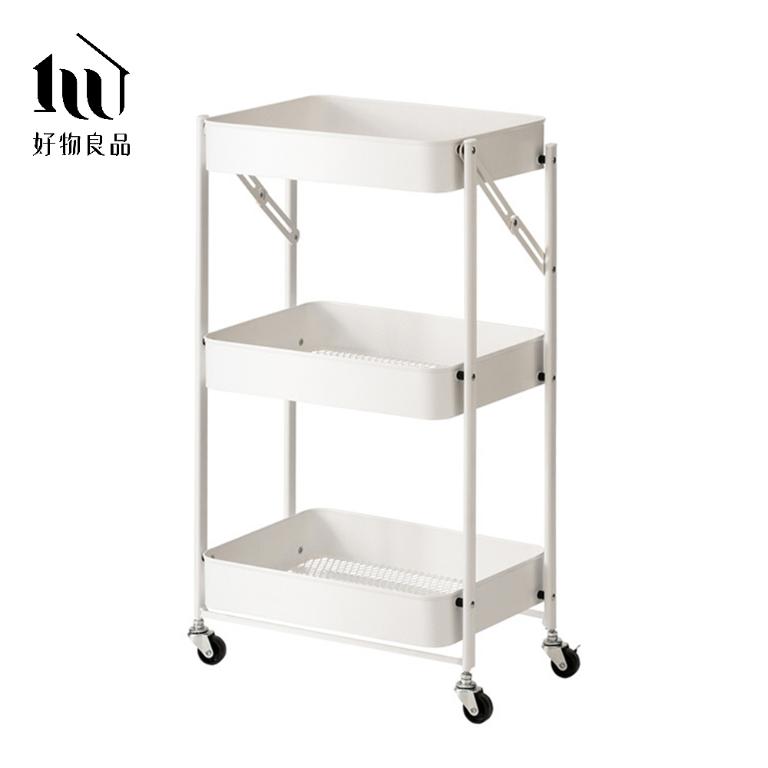 可煞車萬向輪折疊收納置物三層推車