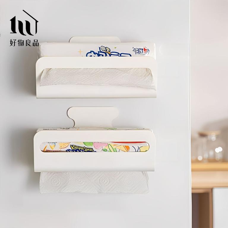 三入組_磁吸式冰箱收納架廚房紙巾盒 濕紙巾收納磁鐵掛架