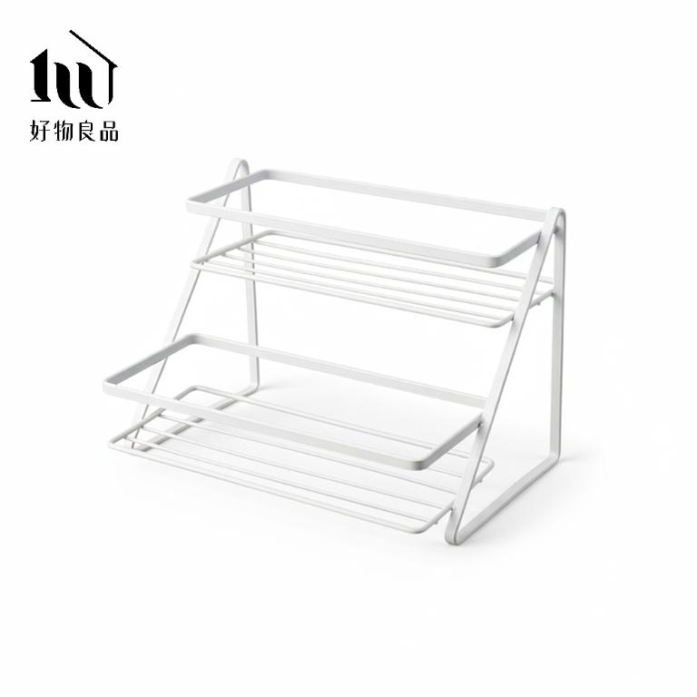 居家收納雙層鐵藝置物架廚房調味罐浴室收納架 桌面整理架