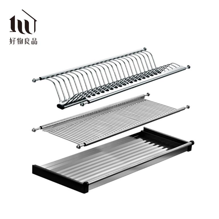 雙層不鏽鋼櫥櫃瀝水碗盤收納支撐架60~90公分