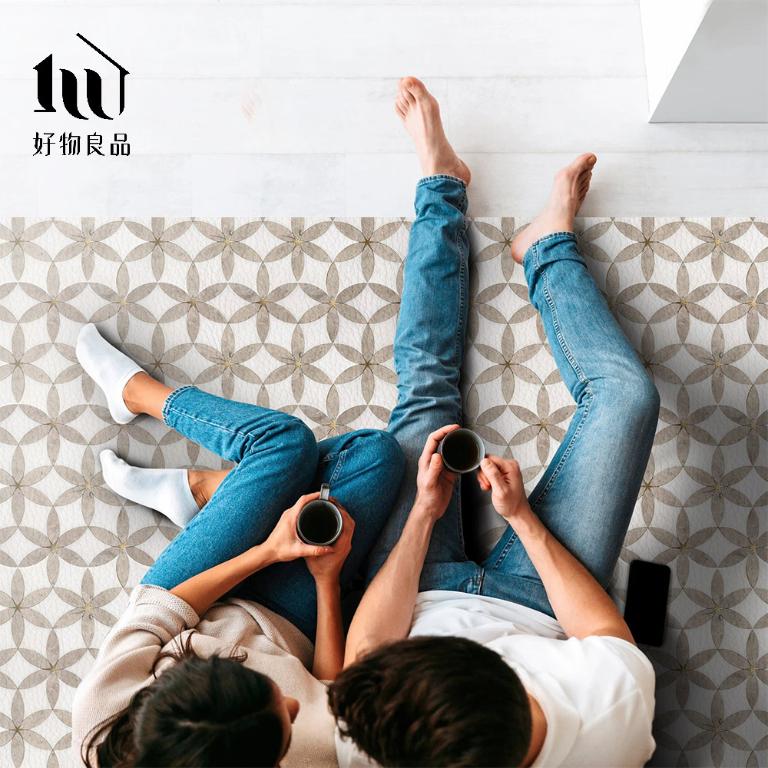 《羅馬花磚》設計款頂級可剪裁防油防水減壓皮革廚房地墊