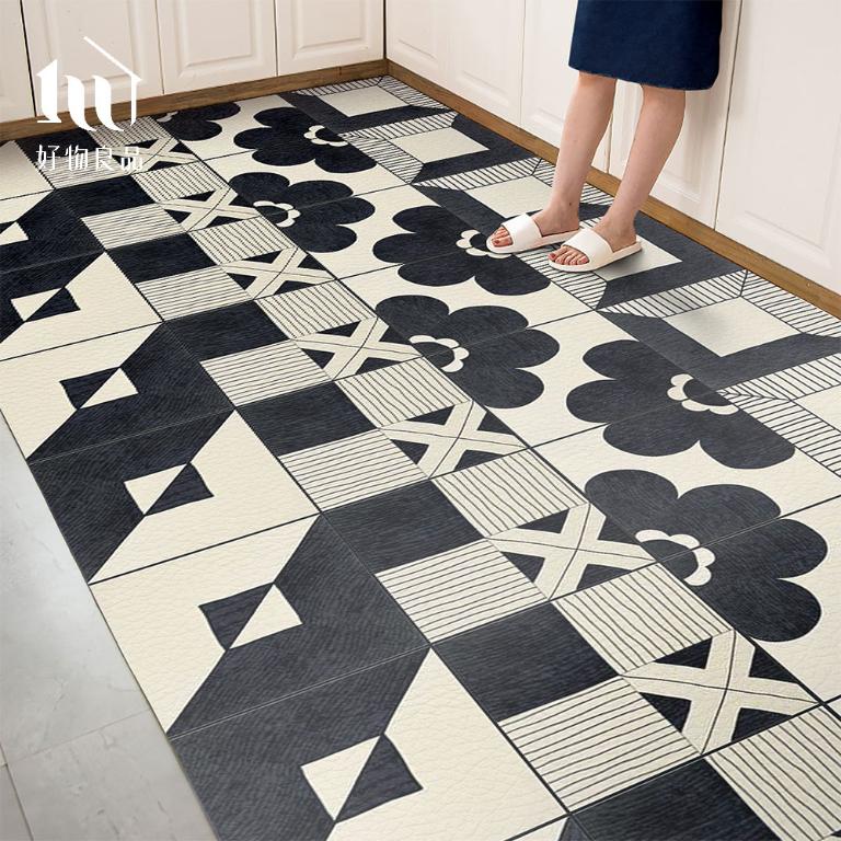 《普普印象》設計款頂級可剪裁防油防水減壓皮革廚房地墊