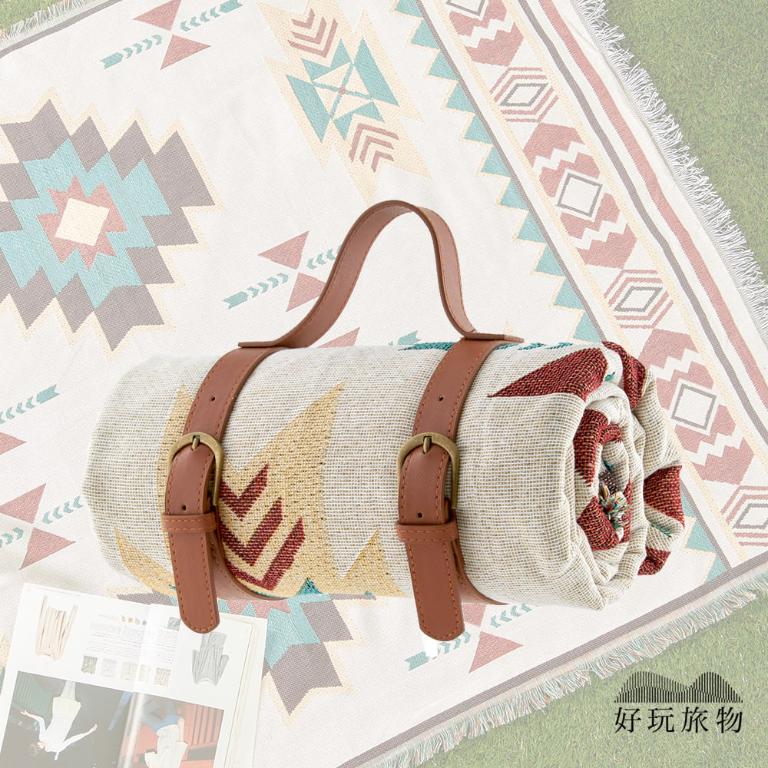 《提瓦納庫圖騰》獨家設計棉麻編織防水防髒野餐露營地墊