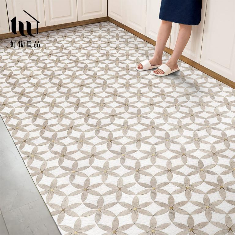 《羅馬花磚》設計款頂級可剪裁防油防水減壓皮革廚房地墊