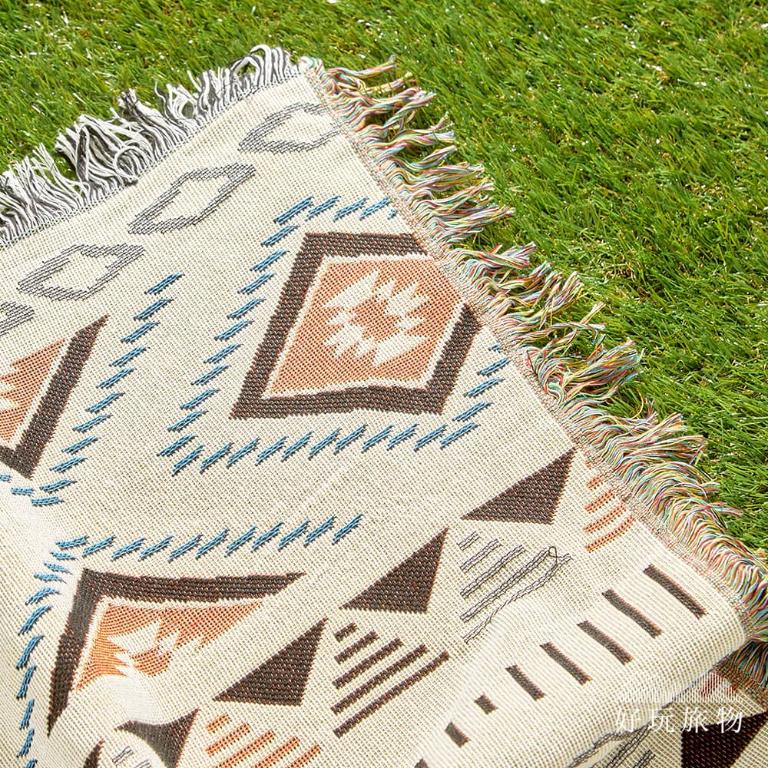 《亞馬遜圖騰》獨家設計棉麻編織防水防髒野餐露營地墊
