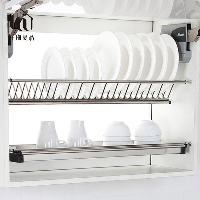 雙層不鏽鋼櫥櫃瀝水碗盤收納支撐架60~90公分