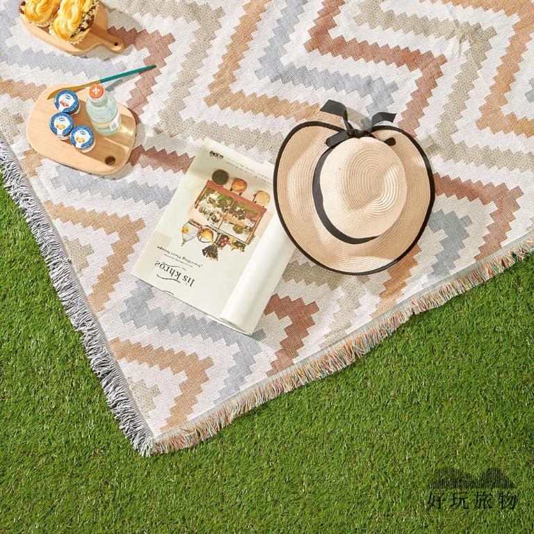 《加州海岸》獨家設計棉麻編織防水防髒野餐露營地墊