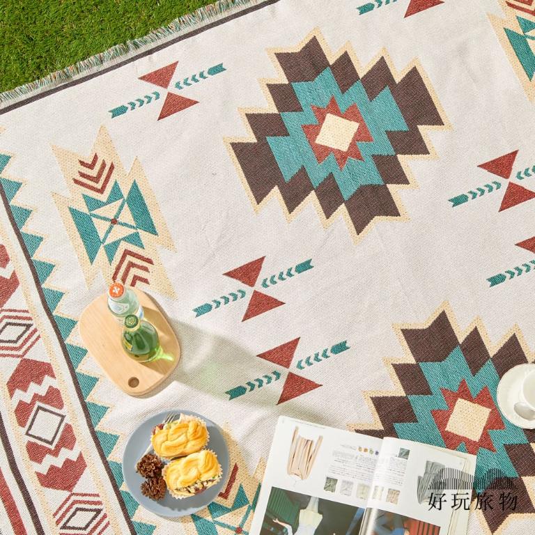 《提瓦納庫圖騰》獨家設計棉麻編織防水防髒野餐露營地墊