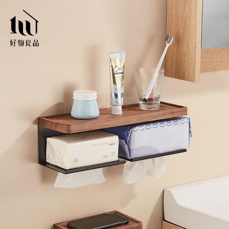 原木質感面紙盒置物架