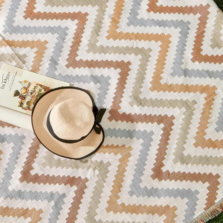 《加州海岸》獨家設計棉麻編織防水防髒野餐露營地墊