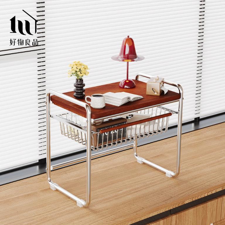 高品質不銹鋼金屬電鍍實木收納架