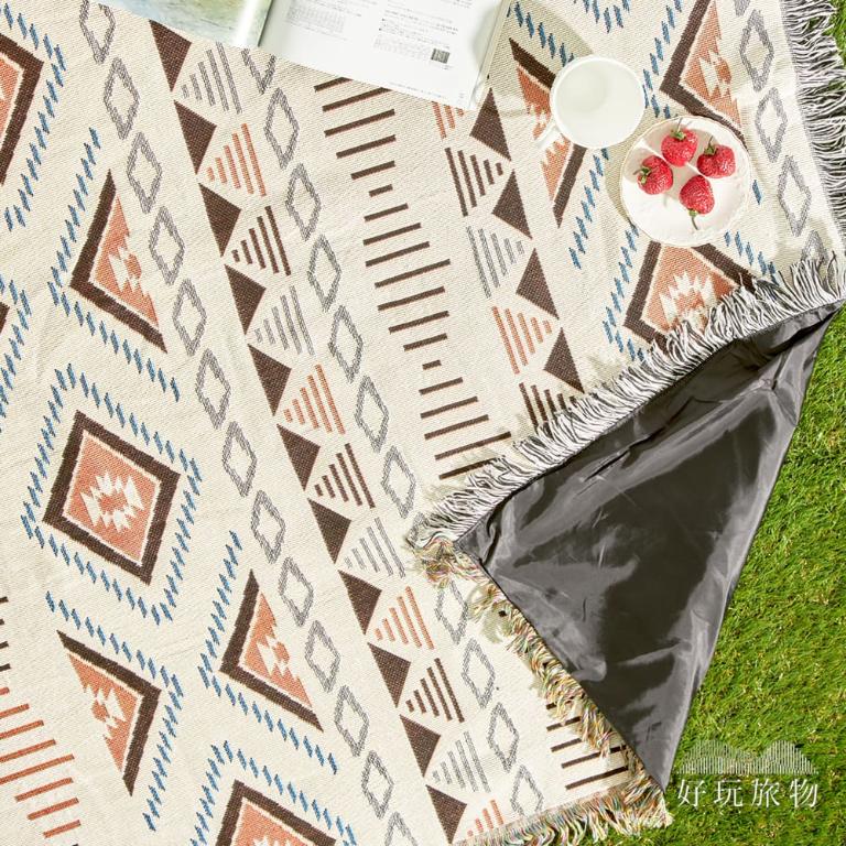 《亞馬遜圖騰》獨家設計棉麻編織防水防髒野餐露營地墊