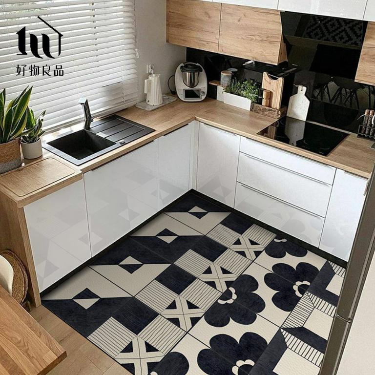 《普普印象》設計款頂級可剪裁防油防水減壓皮革廚房地墊
