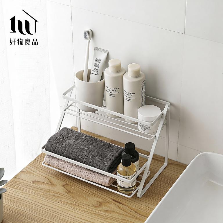 居家收納雙層鐵藝置物架廚房調味罐浴室收納架 桌面整理架