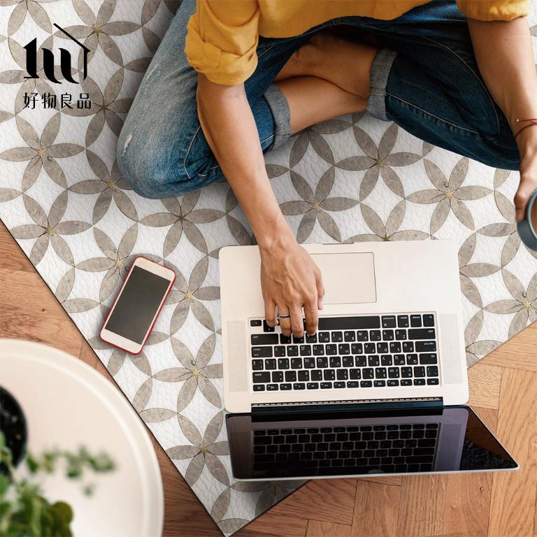 《羅馬花磚》設計款頂級可剪裁防油防水減壓皮革廚房地墊