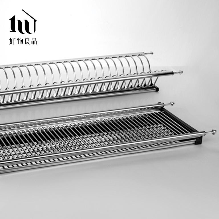 雙層不鏽鋼櫥櫃瀝水碗盤收納支撐架60~90公分