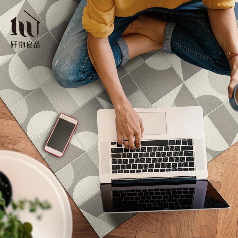 《摩卡彩磚》設計款頂級可剪裁防油防水減壓皮革廚房地墊