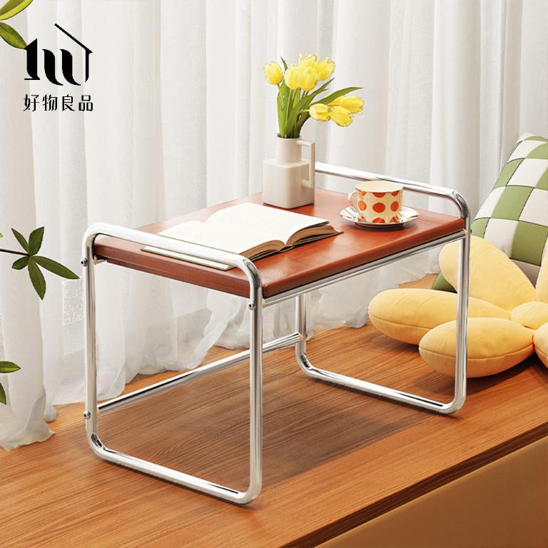 高品質不銹鋼金屬電鍍實木收納架