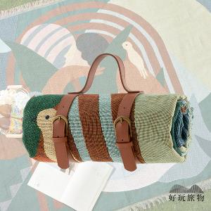 《彩繪叢林》獨家設計棉麻編織防水防髒野餐露營地墊