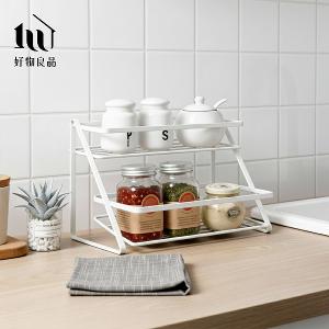 居家收納雙層鐵藝置物架廚房調味罐浴室收納架 桌面整理架