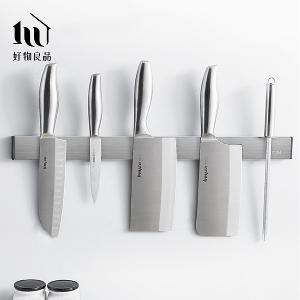 304不鏽鋼免打孔壁掛式廚房用具磁吸刀架(30cm、40cm、50cm)銀色款式