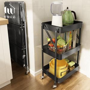 可煞車萬向輪折疊收納置物三層推車