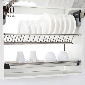 雙層不鏽鋼櫥櫃瀝水碗盤收納支撐架60~90公分