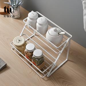 居家收納雙層鐵藝置物架廚房調味罐浴室收納架 桌面整理架