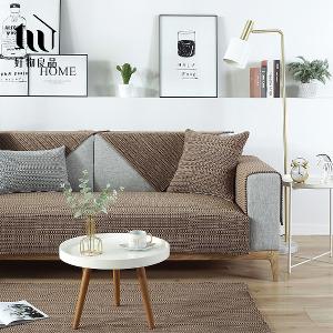 《拿鐵編織》日系簡約棉麻編織紋防滑防貓抓沙發墊組合