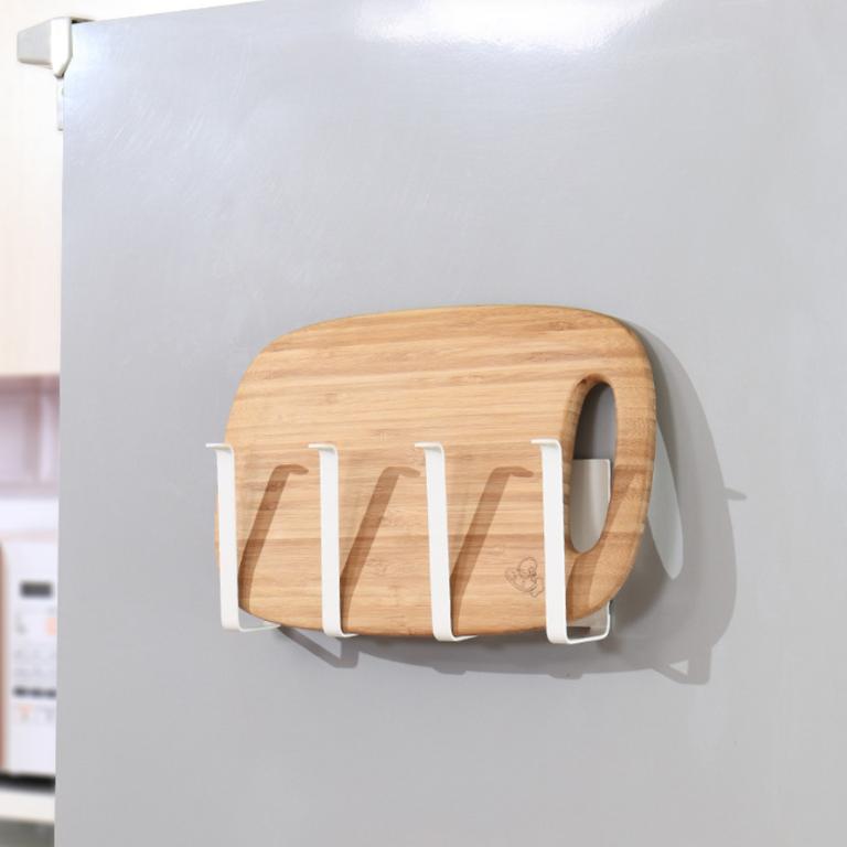 日式廚房磁吸免打孔側壁直立收納掛架-砧板/杯子掛架