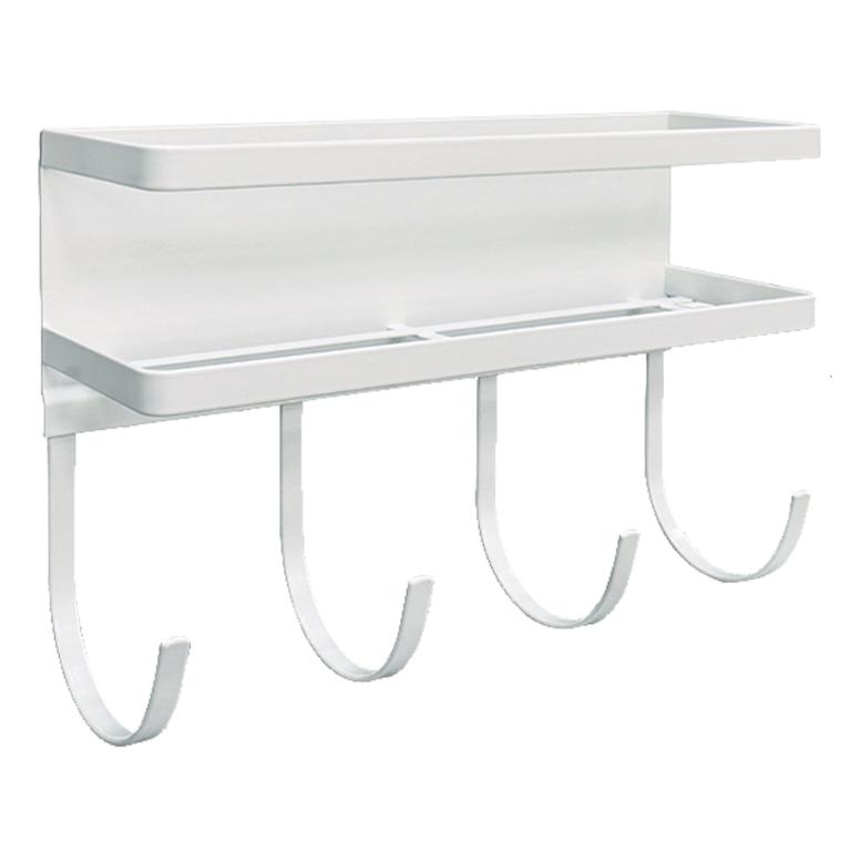 日式廚房磁吸免打孔側壁直立收納掛架-調味瓶/掛勾