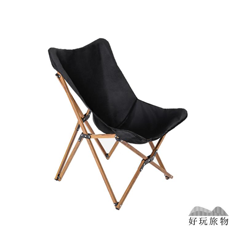 戶外露營可拆洗坐墊木紋折疊椅 (附收納袋)