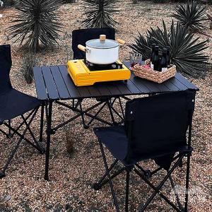 大尺寸鋁合金可升降露營野餐折疊收納蛋捲桌 (附收納袋及桌底置物籃)