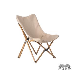 戶外露營可拆洗坐墊木紋折疊椅 (附收納袋)