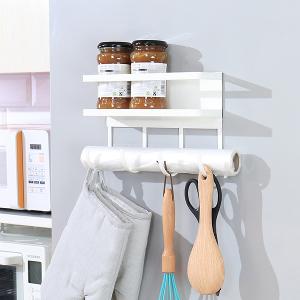 日式廚房磁吸免打孔側壁直立收納掛架-調味瓶/掛勾
