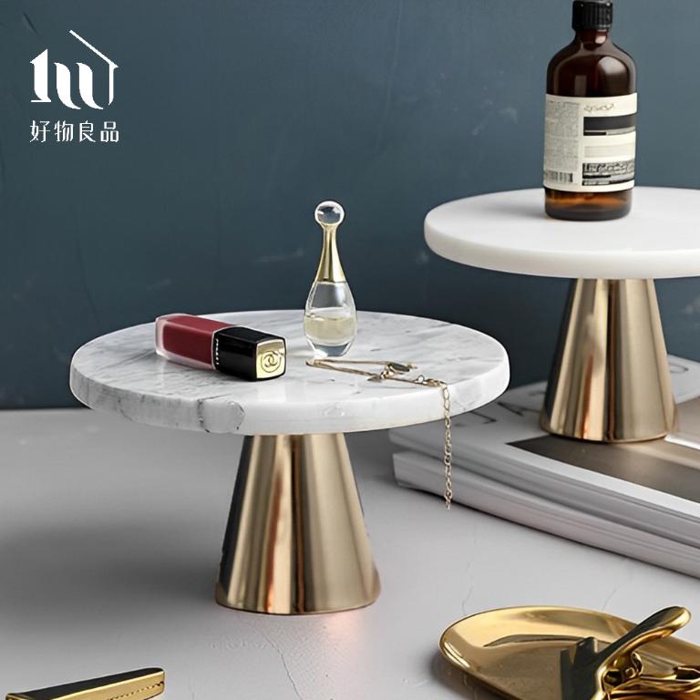 大理石金屬款_高質感玻璃罩高腳蛋糕盤飾品托盤