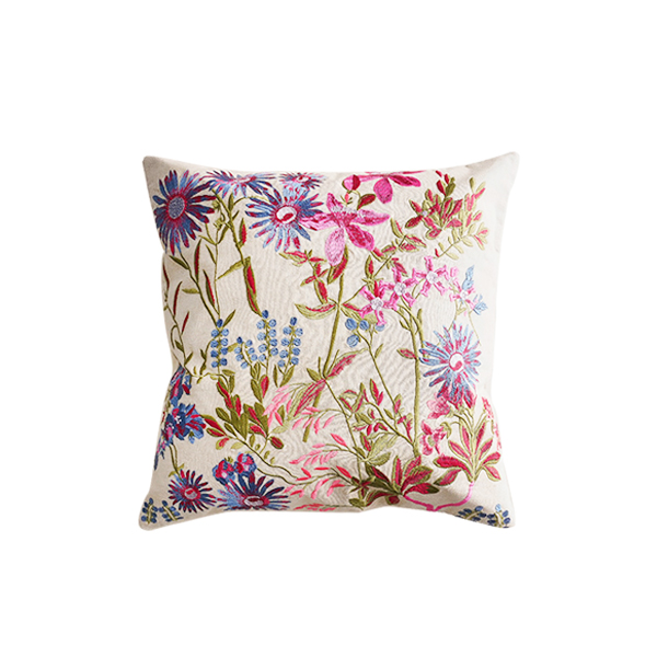 Ks｜洛迪花園 刺繡靠墊套抱枕 | 米 繁花 (50x50cm，含靠墊芯)