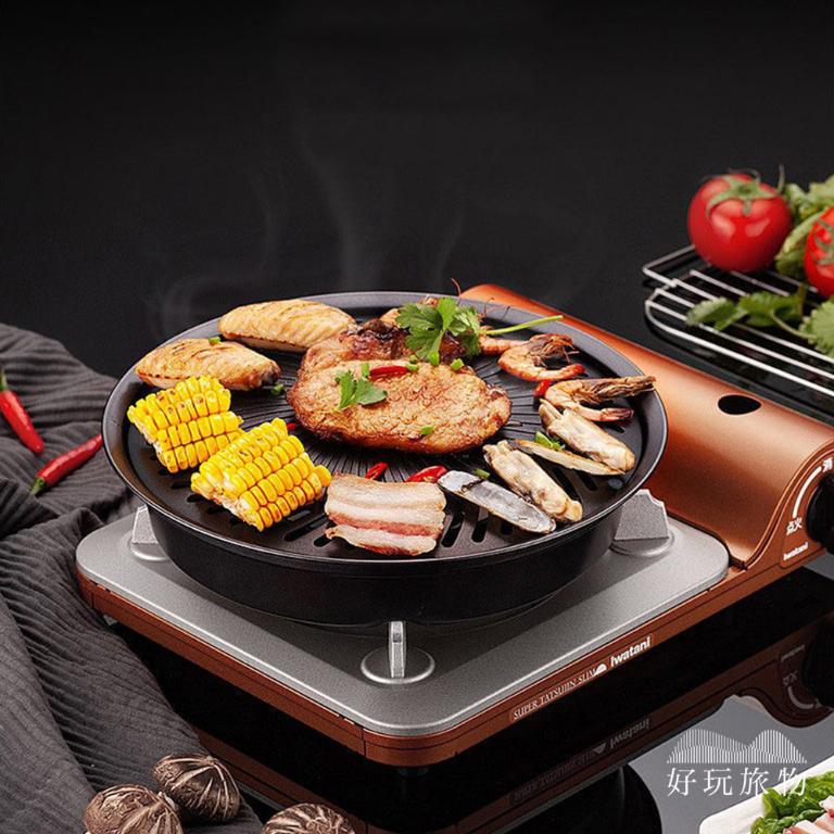 多功能兩用雙層瀝油麥飯石不沾鍋烤盤烤網