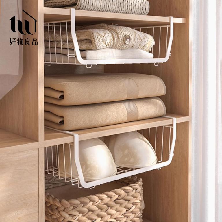 二入組_日式耐重金屬櫥櫃衣櫃隔板疊加懸掛下掛籃