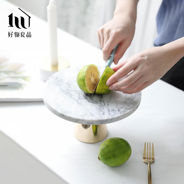 大理石金屬款_高質感玻璃罩高腳蛋糕盤飾品托盤