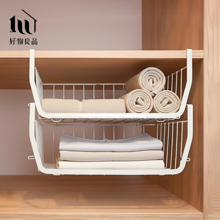 二入組_日式耐重金屬櫥櫃衣櫃隔板疊加懸掛下掛籃