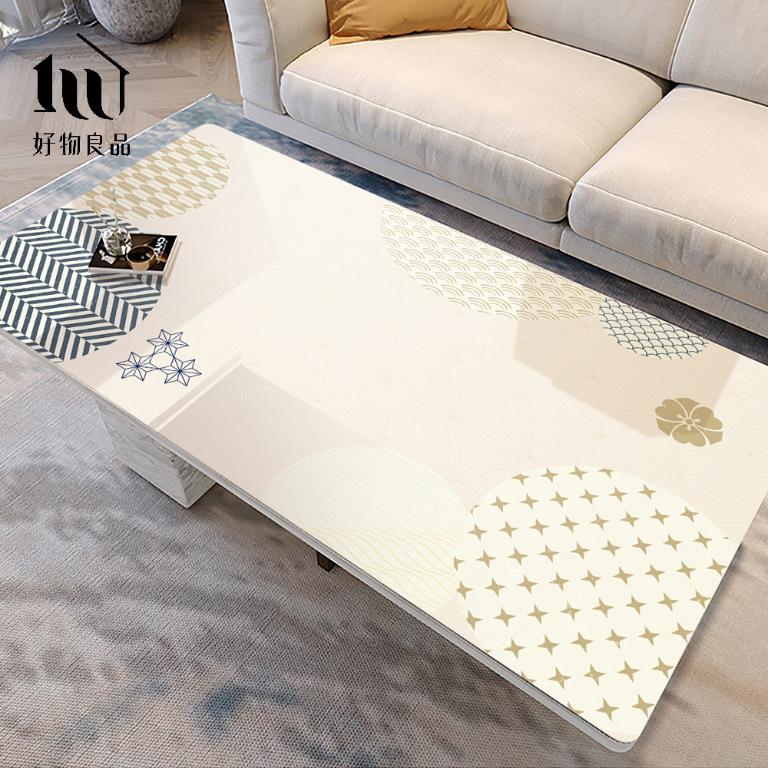 《日式幾何》設計款印花質感生活軟玻璃防油防燙防髒PVC餐桌墊