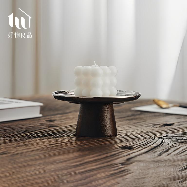 鏡面原木款_高質感玻璃罩高腳蛋糕盤飾品托盤