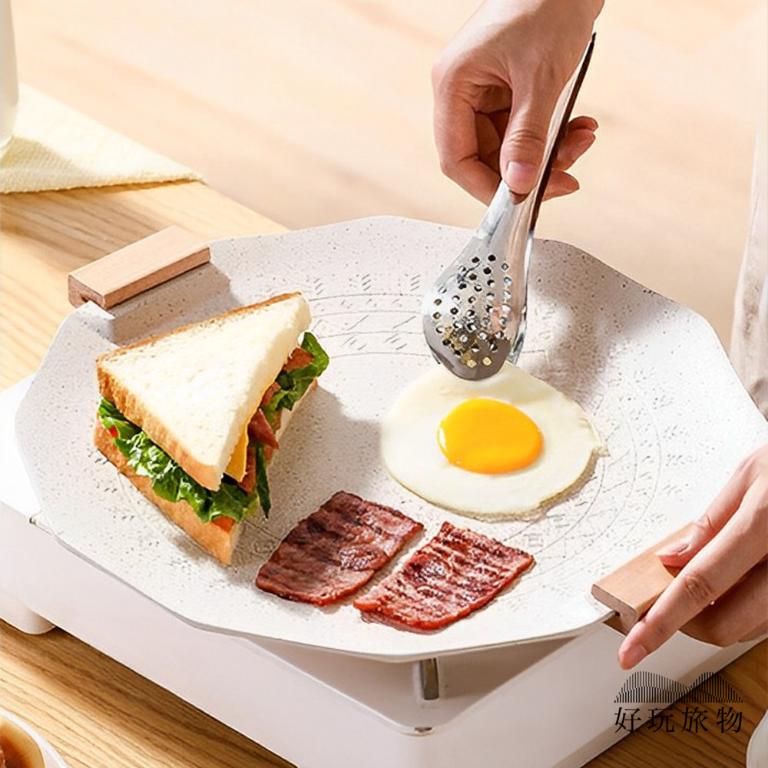 六角形麥飯石不沾鍋露營烤盤(附收納袋)露營烤盤 韓式烤盤 不沾鍋 麥飯石